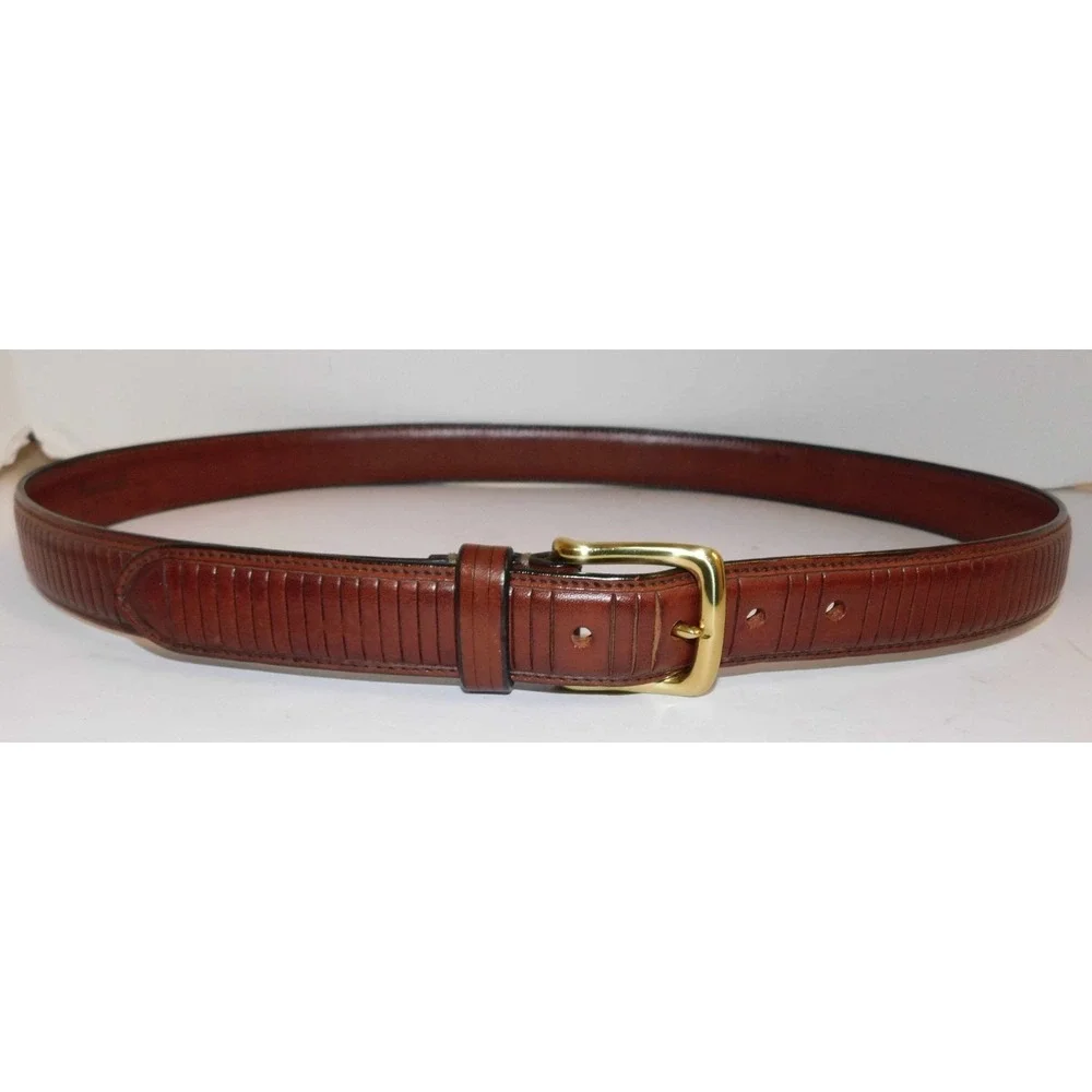 Façonnable Brown Leather Mens‎ Belt Brass Buckle 105cm 42 inches